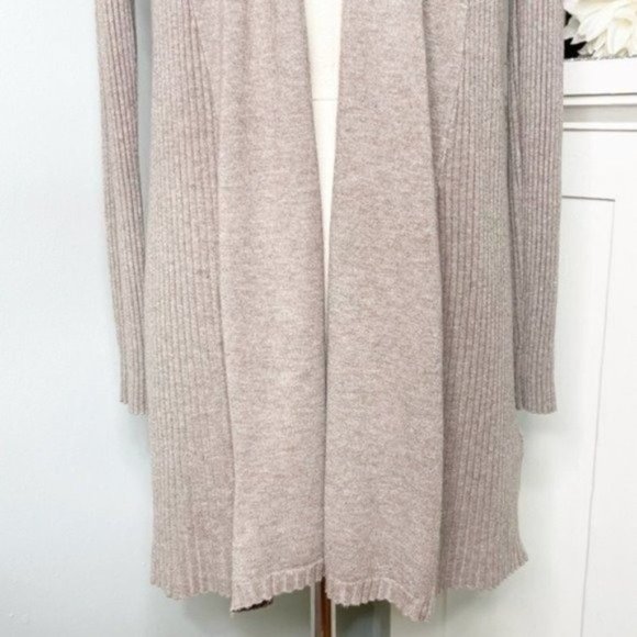 Dreamers Open Front Ribbed Cardigan Long Mocha Small Medium - Picture 4 of 9
